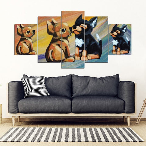 Chihuahua Dog Love Print-5 Piece Framed Canvas- Free Shipping-Paww-Printz-Merchandise