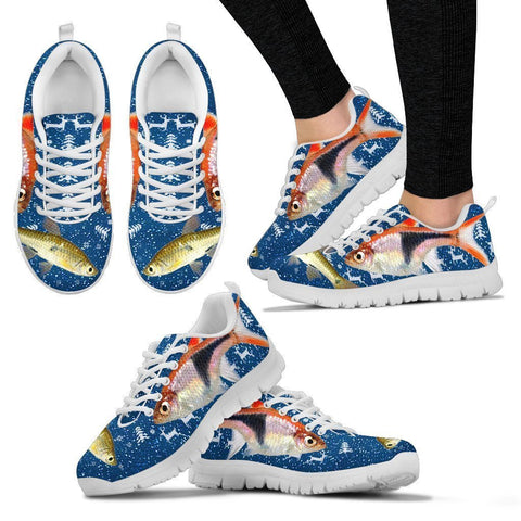 Seluang Fish (Rasbora) Print Christmas Running Shoes For Women- Free Shipping-Paww-Printz-Merchandise