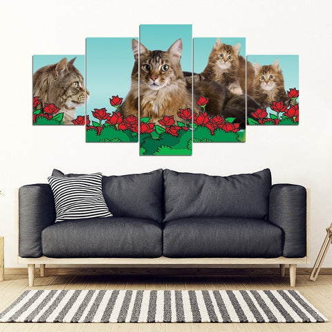 Maine Coon Cat2 Print-5 Piece Framed Canvas- Free Shipping-Paww-Printz-Merchandise
