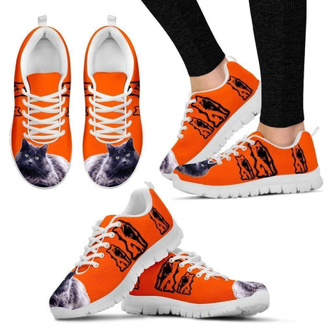 Nebelung Cat Print Sneakers For Women(White/Black)- Free Shipping-Paww-Printz-Merchandise