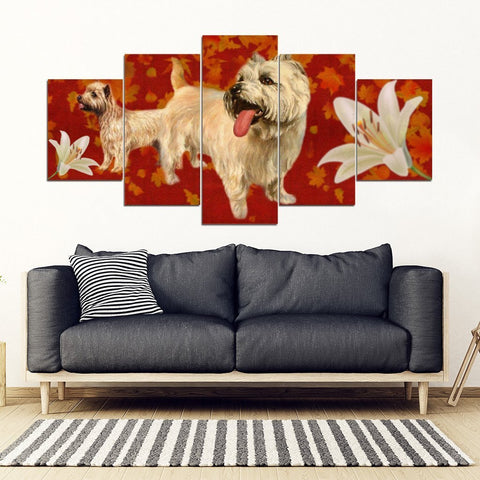 Cairn Terrier With White Lily Print-5 Piece Framed Canvas- Free Shipping-Paww-Printz-Merchandise