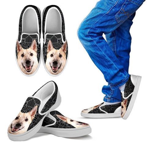 Norwegian Buhund Dog Print Slip Ons For Kids-Express Shipping-Paww-Printz-Merchandise