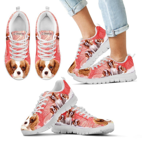 Cavalier King Charles Spaniel On Red Print Sneakers For Women And Kids- Free Shipping-Paww-Printz-Merchandise