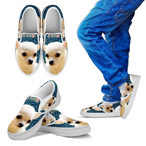 White Chihuahua Print-Kid's Slip Ons-Free Shipping-Paww-Printz-Merchandise