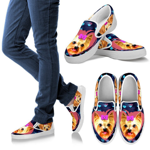 Valentine's Day Special-Yorkshire Terrier (Yorkie) Print Slip Ons Shoes For Women-Free Shipping-Paww-Printz-Merchandise