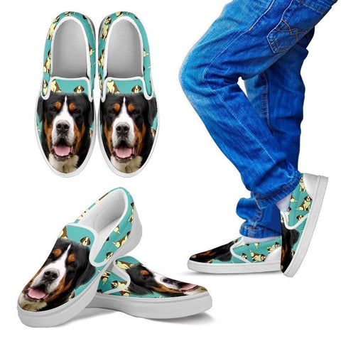 Entlebucher Mountain Dog Print Slip Ons For Kids- Express Shipping-Paww-Printz-Merchandise