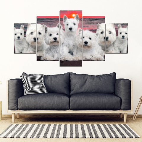 West Highland White Terrier (Westie) With Family Print-5 Piece Framed Canvas- Free Shipping-Paww-Printz-Merchandise