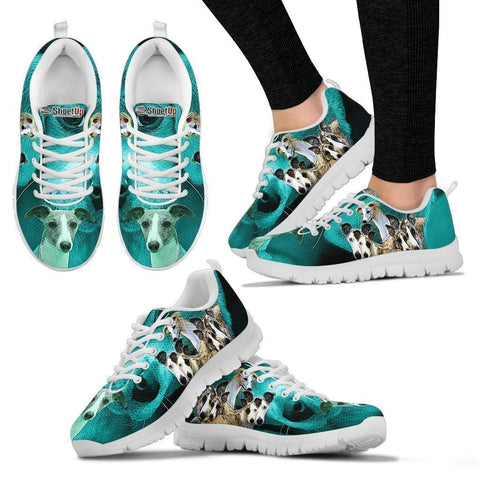 Whippet Dog On Deep Skyblue Print Running Shoes For Women-Free Shipping-Paww-Printz-Merchandise