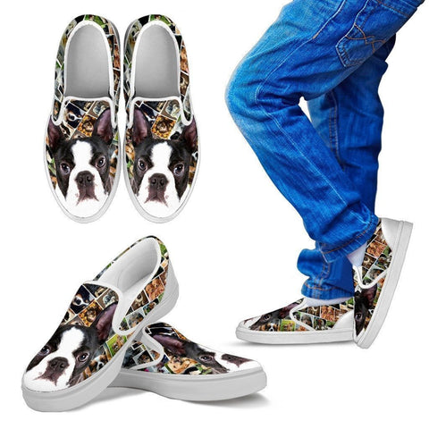 Amazing Boston Terrier Print Slip Ons For Kids-Express Shipping-Paww-Printz-Merchandise