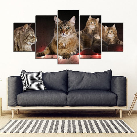 Maine Coon Cat Print-5 Piece Framed Canvas- Free Shipping-Paww-Printz-Merchandise