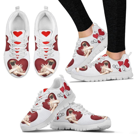Valentine's Day Special-Pug in heart Print Running Shoes For Women-Free Shipping-Paww-Printz-Merchandise