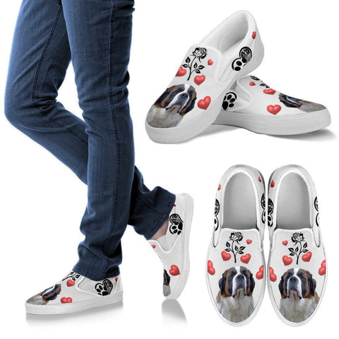 Valentine's Day Special-Saint Bernard Dog Print Slip Ons For Women-Free Shipping-Paww-Printz-Merchandise