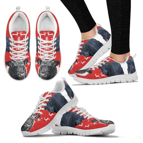 Belted Galloway Cattle Cow Christmas Running Shoes For Women- Free Shipping-Paww-Printz-Merchandise