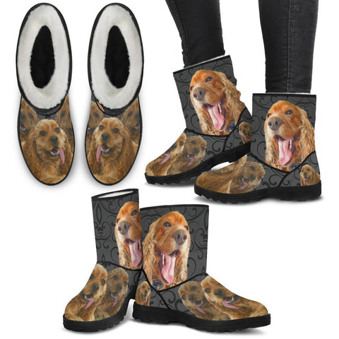 Amazing Cocker Spaniel Print Faux Fur Boots For Women-Free Shipping-Paww-Printz-Merchandise