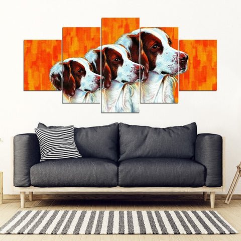Brittany Dog Print 5 Piece Framed Canvas- Free Shipping-Paww-Printz-Merchandise