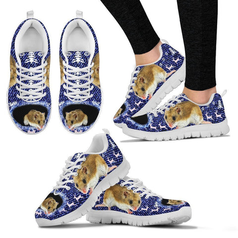 Chinese Hamster Print Christmas Running Shoes For Women- Free Shipping-Paww-Printz-Merchandise