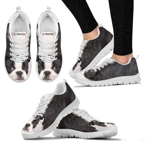 Boston Terrier Black White Print Running Shoes For Women-Free Shipping-Paww-Printz-Merchandise