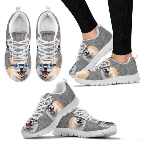Cardigan Welsh Corgi With Eye Glasses Print Running Shoes For Women-Free Shipping-Paww-Printz-Merchandise
