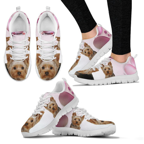 Yorkshire Pink White Print Running Shoes For Women-Free Shipping-Paww-Printz-Merchandise