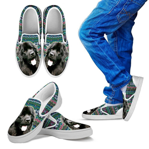 Newfoundland Dog Print Slip Ons For Kids-Express Shipping-Paww-Printz-Merchandise