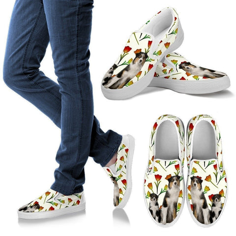 Australian Shepherd Dog Print Slip Ons For Women-Express Shipping-Paww-Printz-Merchandise