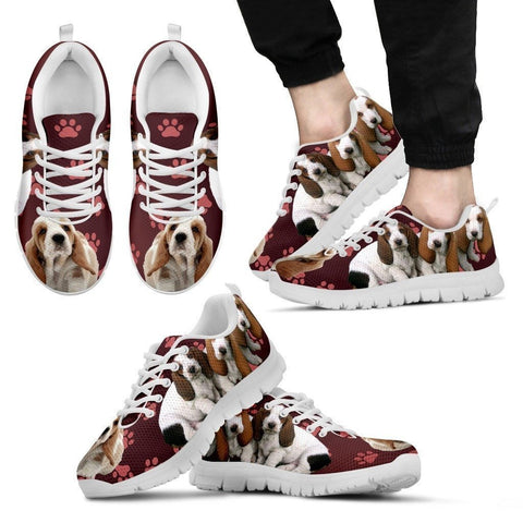 Paws Print Basset Hound (Black/White) Running Shoes For Men-Limited Edition-Express Delivery-Paww-Printz-Merchandise