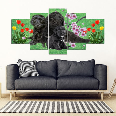 Portuguese Water Dog Print-5 Piece Framed Canvas- Free Shipping-Paww-Printz-Merchandise