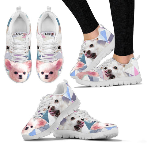 Cute White Chihuahua Print Running Shoes For Women- Free Shipping-Paww-Printz-Merchandise
