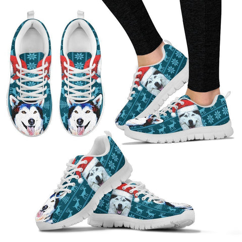 Siberian Husky Print Christmas Running Shoes For Women-Free Shipping-Paww-Printz-Merchandise