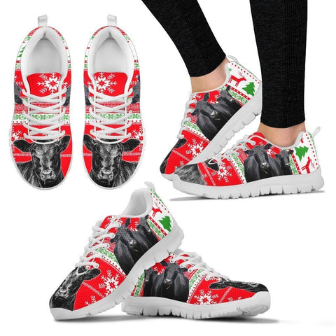 Angus Cattle Cow Christmas Running Shoes For Women- Free Shipping-Paww-Printz-Merchandise