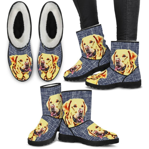 Labrador Retriever Print Faux Fur Boots For Women-Free Shipping-Paww-Printz-Merchandise