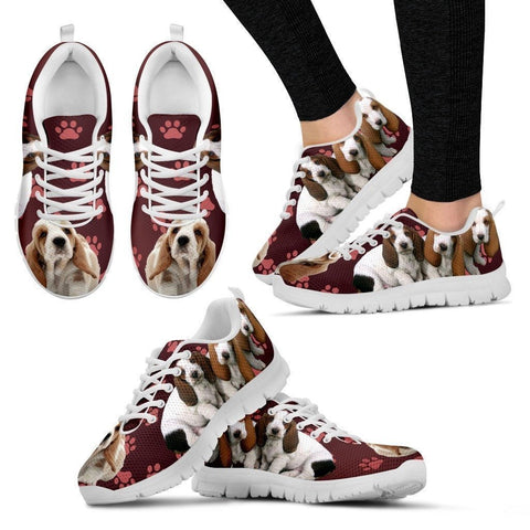Paws Print Basset Hound (Black/White) Running Shoes For Women-Express Delivery-Paww-Printz-Merchandise