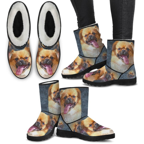 Tibetan Spaniel Print Faux Fur Boots For Women-Free Shipping-Paww-Printz-Merchandise
