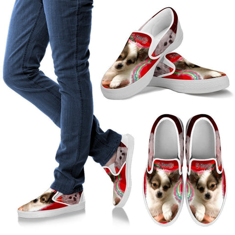 Chihuahua On Red Print Slip Ons For Women- Free Shipping-Paww-Printz-Merchandise