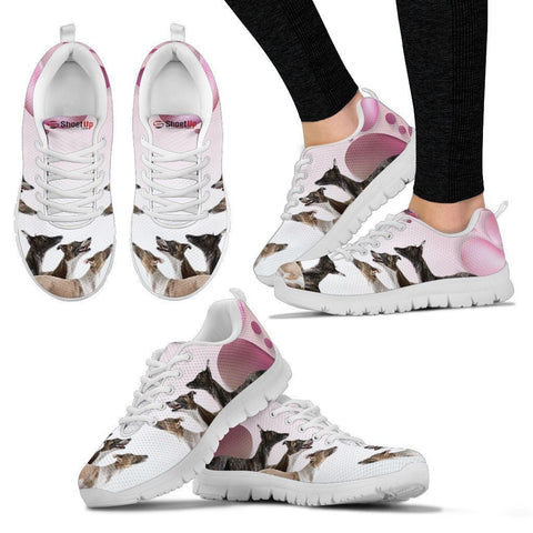 Whippet Pink White Print Running Shoes For Women-Free Shipping-Paww-Printz-Merchandise