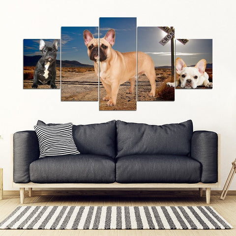 French Bulldog Print- Piece Framed Canvas- Free Shipping-Paww-Printz-Merchandise