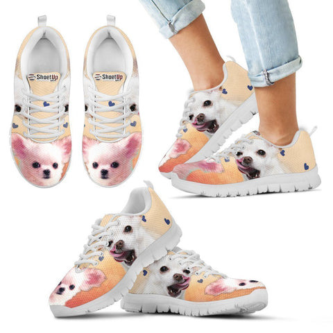 White Chihuahua Print Running Shoes For Kids- Free Shipping-Paww-Printz-Merchandise