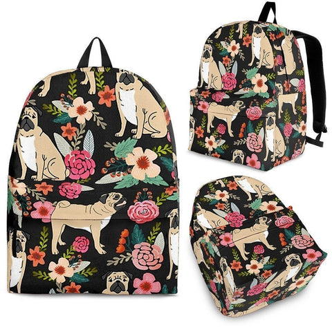 Pug Floral Print BackPack - Free Shipping-Paww-Printz-Merchandise
