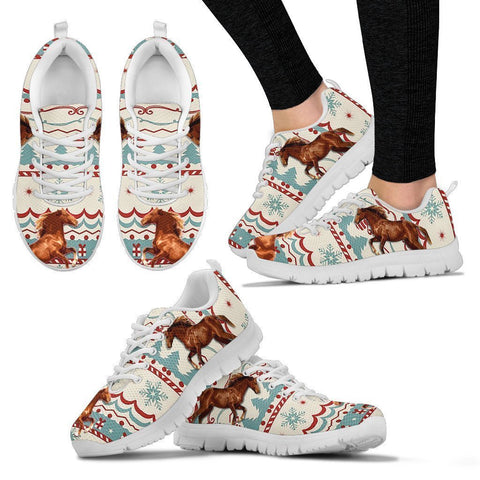 Barb Horse Christmas Running Shoes For Women- Free Shipping-Paww-Printz-Merchandise