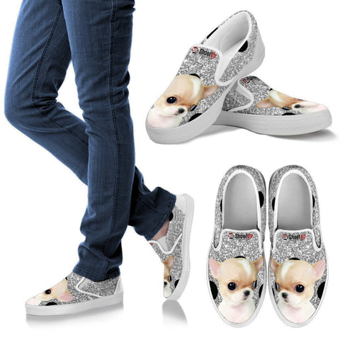Chihuahua Dog Silver Print Slip Ons For Women-Free Shipping-Paww-Printz-Merchandise