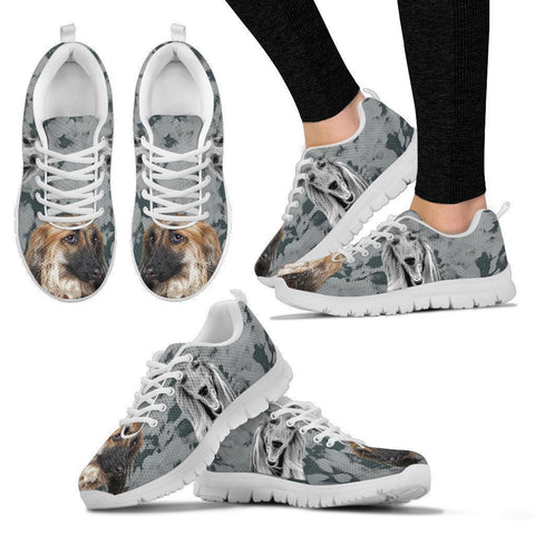Afghan Hound Black White Dog Print Running Shoes For Women-Free Shipping-Paww-Printz-Merchandise