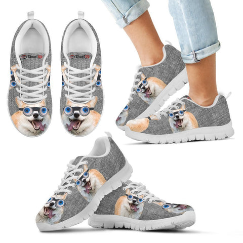 Cardigan Welsh Corgi With Eye Glasses Print Running Shoes For Kids-Free Shipping-Paww-Printz-Merchandise
