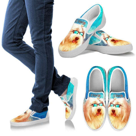 Old English Sheepdog Print Slip Ons For Women-Free Shipping-Paww-Printz-Merchandise