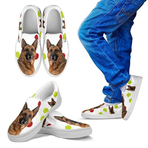 German Shepherd Dog Print Slip Ons For Kids-Express Shipping-Paww-Printz-Merchandise