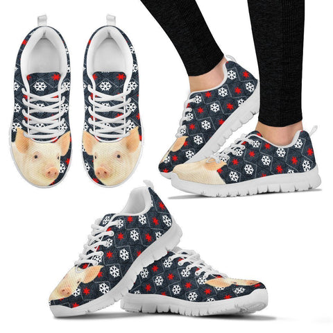 Danish Landrace Pig2 Print Christmas Running Shoes For Women-Free Shipping-Paww-Printz-Merchandise