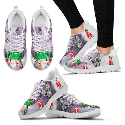 Sphynx Cat Christmas Running Shoes For Women- Free Shipping-Paww-Printz-Merchandise