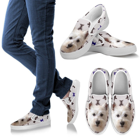 West Highland White Terrier Print Slip Ons For Women- Express Shipping-Paww-Printz-Merchandise
