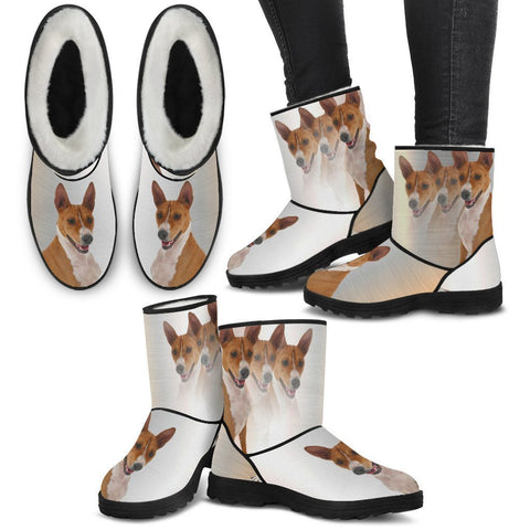 Basenji Print Faux Fur Boots For Women-Free Shipping-Paww-Printz-Merchandise