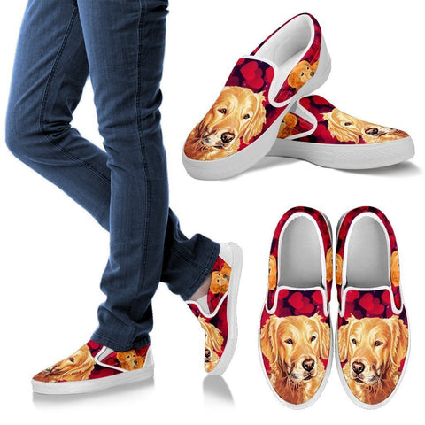 Valentine's Day Special-Golden Retriever Print Slip Ons Shoes For Women-Free Shipping-Paww-Printz-Merchandise