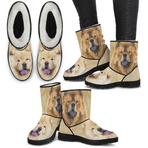 Chow Chow Print Faux Fur Boots For Women-Free Shipping-Paww-Printz-Merchandise